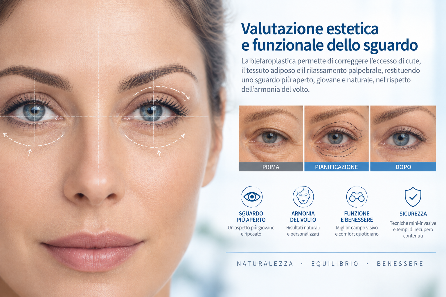 Valutazione estetica e funzionale dello sguardo prima della blefaroplastica a Roma